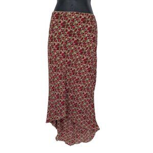 Vintage Y2K Geometric Print Midi Skirt 90s Retro Indie Minimalist Art USA Size L
